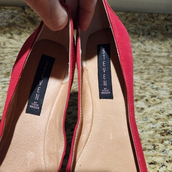 Steven Steve Madden Red Pointed Toe Studded Ballet Flats Size 10 Leather - Picture 7 of 9